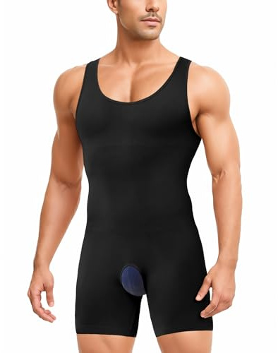 IFKODEI - Prenda moldeadora para hombre con control de abdomen, bodi moldeador de cintura y cuerpo completo, faja, pantalón corto y camiseta de compresión para un vientre delgado