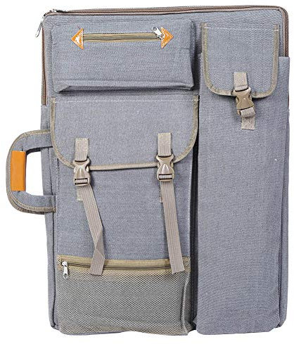 Cocoarm Große Skizzenbretttasche, Wasserdichte Canvas-Kunsttasche mit Taschen, Grau, 66 x 50 cm