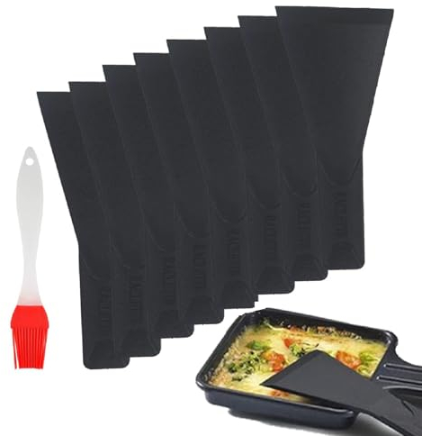 Spatola Raclette,Raschietto Raclette, Paletta Raclette, 8PCS con 1 Pennello Silicone Padelle Spatola Pizza Crema Spatola Pizza Cucina Accessori per Formaggio Melter Griglia da Tavolo
