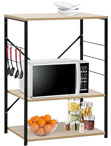 Xichuzi Armario de microondas, Mueble Cocina, Mueble Microondas, Estante Cocina, Estante Microondas, Organizador De Cocina, aglomerado Negro y Roble 60x39,6x79,5 cm