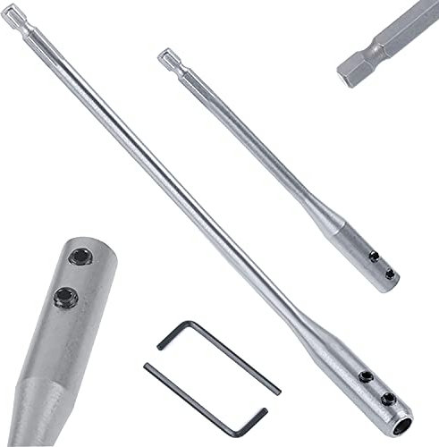 QISF 6 inch & 12 inch Forstner Bit Extension Set,1/4 Wood Spade Bit Extension Bar with 2 Pcs Key,Drilling Depth Tool for Wood Turners Furniture Carpentry and Construction