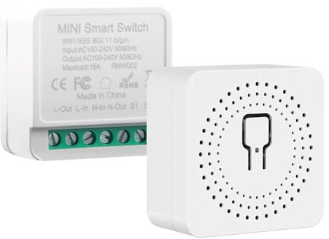 2 Pcs 10A Smart Wifi Light Switch, 10A WLAN Wireless Switches for Smart Home Automation Solution Compatible with Alex Echo Google Home No Hub Required Remote Control with App