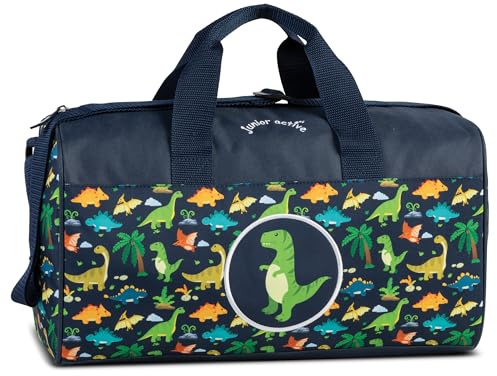Kindertasche Sporttasche Reisetasche Dinosaurier Dino, Jungen Mädchen Kinder, blau, 38 x 22 x 20 cm, 17 Liter