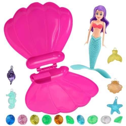 DOKRIN Giochi da immersione sott'acqua,17 giocattoli estivi a forma di sirena con gemma e conchiglia rotanti per l'immersione in piscina per bambini