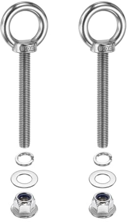 PATIKIL Bullone Ad Occhiello Con Spalla M10 X 80mm 2 Pezzi 304 Acciaio Inossidabile Anello Di Sollevamento Bullone Filettato Con Dadi A Flangia Bloccanti Molle
