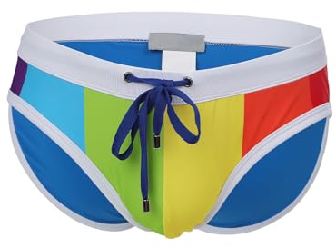 TINAYAUE Slip de Bain Homme Arc-en-Ciel, Maillot de Bain Triangle pour Homme - Basse Taille Séchage Rapide pour Plage, Piscine, Événements Fierté
