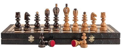 Master of Chess Luxus Salvator Kirschholz Schachspiel 60 x 60 cm Superb Schachbrett & Handgeschnitzte Schachfiguren