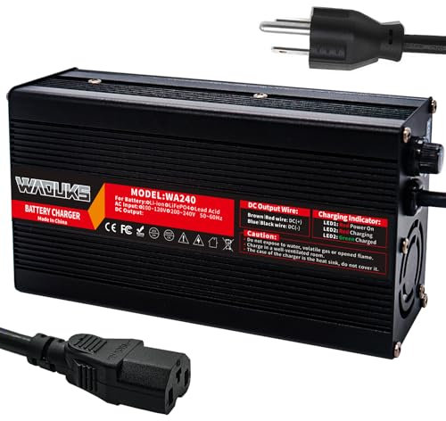 WAOUKS 72V 3A Lead Acid Charger 72Volt 3Amp 15Ah 20Ah 25AH 30AH Battery Charger Used for 72V Lead Acid AGM Gel VRLA OPZV Battery Output C13 PING Connector