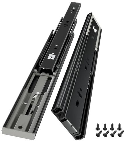 AOLISHENG 300mm Push to Open Drawer Runners Full Extension 45kg Max Load | 12 in,1 Pair,Side Mount,Ball Bearing Drawer Slides,Black,Detachable,for Kitchen,Bedroom,Cabinet Drawers,Replacement Rails