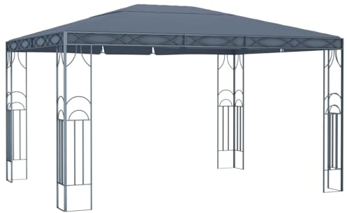vidaXL Pavillon Dach mit Anti-UV-PA-Beschichtung Gartenzelt Partyzelt Festzelt Gartenpavillon Garten 400x300cm Anthrazit Stahl 100% Polyester