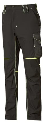 U-Power World, Pantaloni Cargo Slim Fit, con Multi Tasche Frontali e Laterali, Pantaloni Comodi ed Estensibili, con Bottone Frontale, Tessuto Traspirante (BLACK CARBON_L)