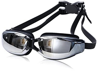 JINGGEGE Swimming glasses Myopia Women Anti Fog professional Adults Prescription Waterproof swim Pool eyewear Optical Diving goggles (Color : Black Myopia 1.5)