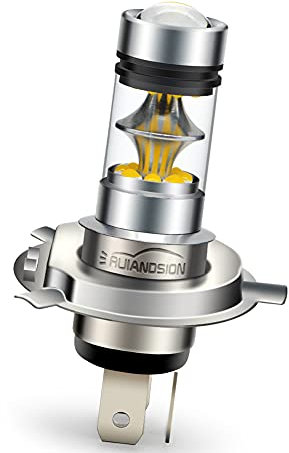 Ruiandsion Bombilla LED H4 de 10 a 30 V de alta y baja luz LED con proyector de repuesto para faros delanteros de motocicleta, luces antiniebla de coche, paquete de 1
