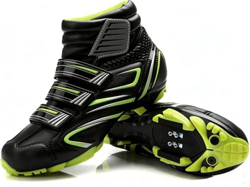 Radschuhe Winter Fahrradschuhe MTB Radsportschuhe Herren/Damen rutschfeste kompatibles Shimano SPD-System - Grün 43 EU