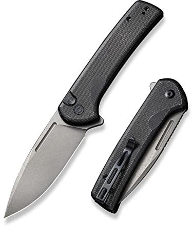 CIVIVI Pocket Knife for EDC, Conspirator Button Lock Folding Knife 3.48 Nitro-V Blade, Black Micarta Handle C21006-1