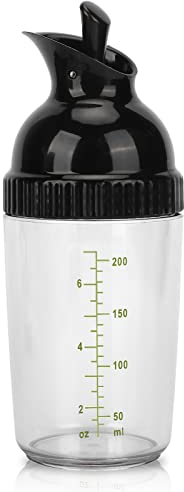 Shaker per Condimenti e Salse, Shaker per Condimenti per Insalata da 200 Ml, Dispenser Olio da Cucina Ricaricabili con Scala, Bottiglie Shaker per Miscelatore di Condimenti con Coperchio per Cucina