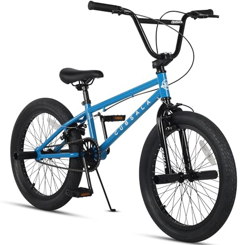 cubsala Bicicleta BMX para niños de 6, 7, 8, 9, 10, 11, 12, 13, 14 años, para niños y niñas, jóvenes adultos y principiantes con 4 clavijas, azul
