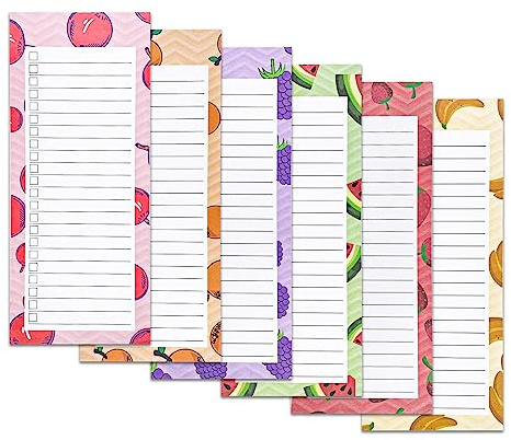 Relota Lot de 6 Bloc Notes, Carnet de Notes, liste de courses magnetique frigo, cahier, avec boîte à cocher, pour le bureau, la maison, l'école, 9×21.5cm