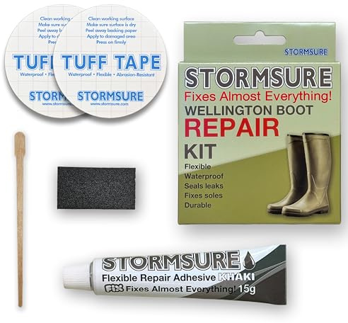 Khaki Wellington Boot Repair Kit - Fast, Durable, and Flexible Repairs for Wellington Boot: Great for Splits, Cracks, and Holes