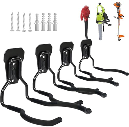 HiNADA Crochets Muraux De Garage,Crochets Coupe-Bordures,Lourd Support Mural pour Tondeuse à Gazon pour Outils De Jardin, Balais, Pelles, Râteaux（4packs）