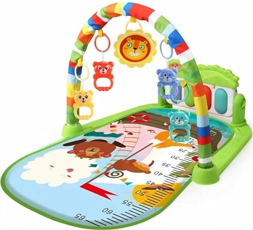 Kadii Baby Spieldecke Krabbeldecke Baby Gym mit Musik und Lichtern, Spielmatte mit weichem Spielbogen, Lichter und Piano für Neugeborene Kleinkinder (Grün)