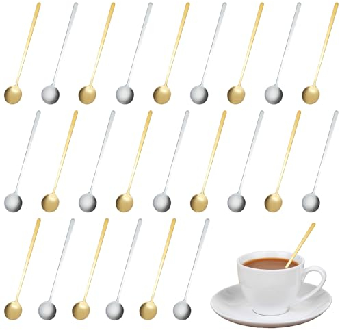 24 PCS Cucchiaini Da Caffè, Cucchiaini Da Caffè Particolari in Acciaio Inox, Cucchiaini Lunghi Con Manico Lungo, Cucchiaini Da Dolce 5,9 in, Mini Cucchiai per Tè Torta Caffè, Lavabile in Lavatrice