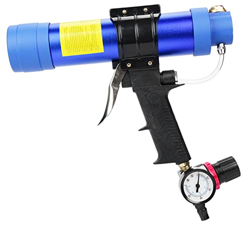 Druckluft Kartuschenpistole, Pneumatische Silikonpistole Kartuschenpresse Silikonspritze mit Luftdruckregelventil, für 310 ml Kartuschen Dicht- und Klebstoffkartuschen