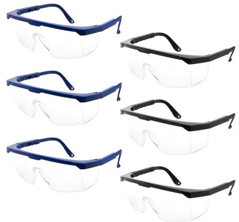 Volhuluk 6-er Pack Schutzbrille Arbeitsschutzbrille, Schutzbrille für Brillenträger, Schutzbrillen Transparent, Augenschutzbrille Sicherheitsbrille Laborbrille Kratzfeste Linsen