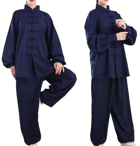 Generico Abbigliamento Tai Chi Comodo Traspirante Abbigliamento Kung Fu Cinese Cotone e Lino Arti Marziali Uniforme per Kungfu Taichi Arti Marziali di Meditazione Zen Wing Chun,01,L