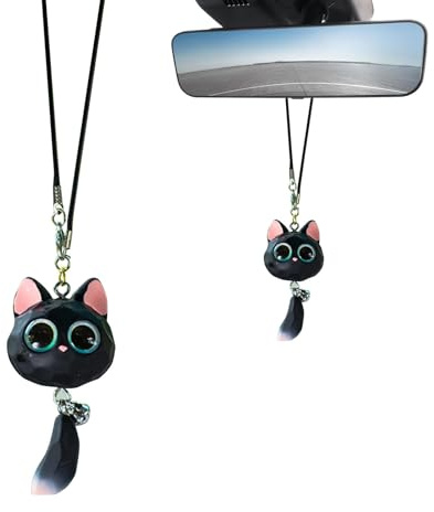 Ornement de Voiture de Chat, Pendentif Figurine en Résine, Accessoires pour Voiture, Décoration Intérieure pour Femmes et Filles