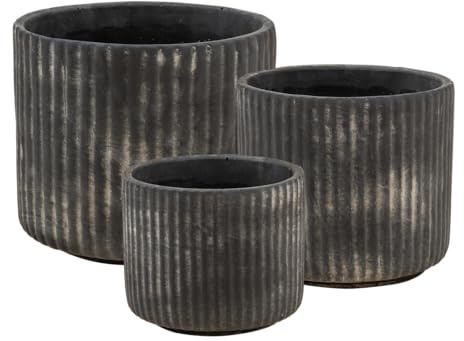 RestBerry Fero 3er Set - Moderne Beton-Pflanzgefäße für den Innenbereich, handgefertigt, robust und langlebig, perfekt für Wohn- und Arbeitsräume (schwarz)