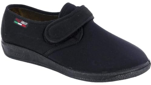 GAVIGA Chaussons d'hiver élastiques pour femme réglables avec déchirure pour oignons et réhabilitation, fabriqués en Italie, Noir , 40 EU