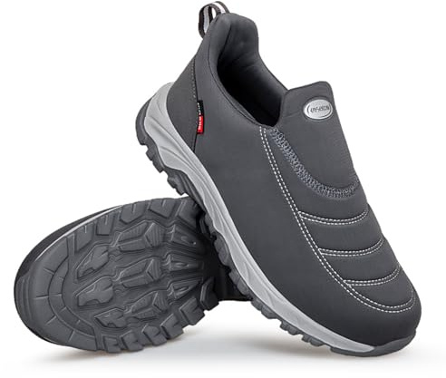 ZVJV Sneaker utan skosnören slip på sneaker personsko ålder extra stor diabetisk lämplig sko för Hallux Tendinit Valgus ortopedisk unisex herr dam, Färg: grå, 39 EU