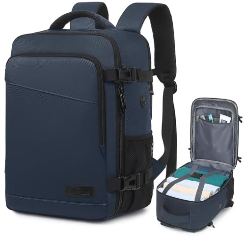Yankony Handbagage ryggsäck 40 x 20 x 25 för Ryanair reseryggsäck för flygplan 14 tums laptopfack vattentät och stöldsäker skolryggsäck för män kvinnor, Mörkblå, 40x20x25, Ryggsäck
