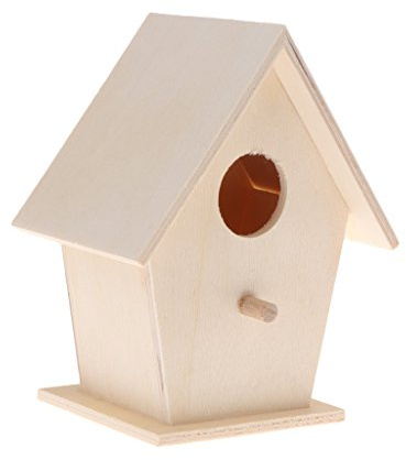 Riiichflowshop Casa para pájaros para Pintar en el Exterior Caja Nido para pájaros Hecha a Mano con Percha para pájaros pequeños decoración de jardín Madera