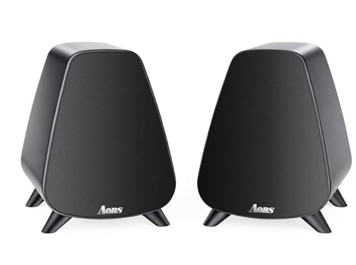AORS Powered Bookshelf Speaker,Active Bluetooth 5.3 – 80W RMS 2-Way Stereo / 3″ Aluminum Long-Stroke Woofer & 20 mm Silk Dome Tweeter, RCA + Optical Inputs, Sub-Out & Remote Wooden（AS-31Matte Black）