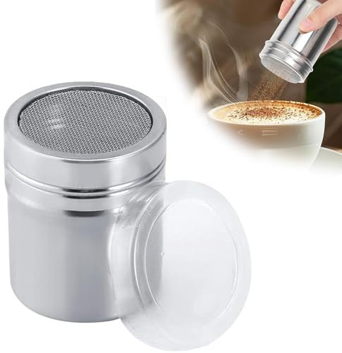 KAIYAYA 2 pezzi Spargi Zucchero a Velo in Acciaio Inossidabile Barattoli Sale Zucchero Acciaio Inox Spargizucchero con Coperchio Spargi a Velo Polvere Shakers per Cucina e Decorazione