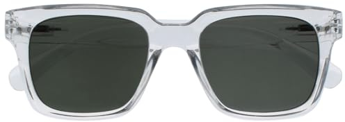 OPULIZE ERA Lunettes de soleil femme et homme - Verres Vertes - Anti-éblouissement Anti-Reflet - Verres polarisés UV400 - Cadre surdimensionné - Transparent