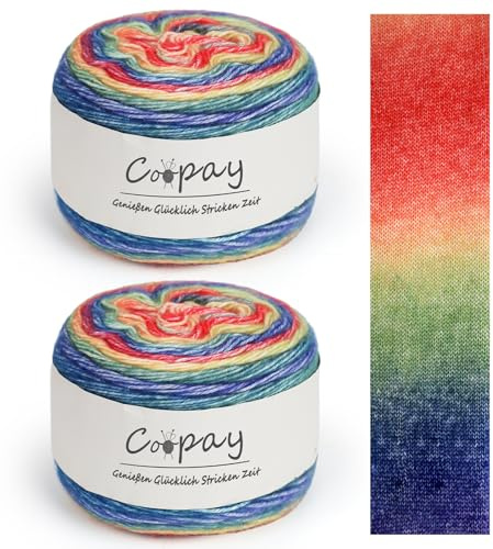 Coopay Laine pour crochet dégradé de couleur, 2 x 150 g de fil dégradé pour tricoter, Laine douce pour tricoter, Fil à crochet dégradé de couleur pour écharpes, pulls, foulards - Ciel étoilé