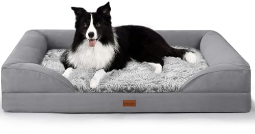 Gimars Letto ortopedico per cani di taglia grande, 9,4 cm, con schiuma a forma di uovo 28D, fodera rimovibile e lavabile, fodera impermeabile per cuccioli, anziani, malati