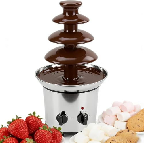 NBYTLT 4 Tier Chocolate Fountain Machine, 220V Universal Chocolate Melting Machine, Electric Chocolate Melting Fountain Nostalgia Machine, for Party, Wedding and Birthday