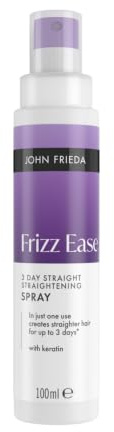 John Frieda Frizz Ease 3 Day Straight Straightening Spray 100ml | Heat Protection, Hair Smoothing, Anti Frizz Control, Sleek Blow-Dry Finish