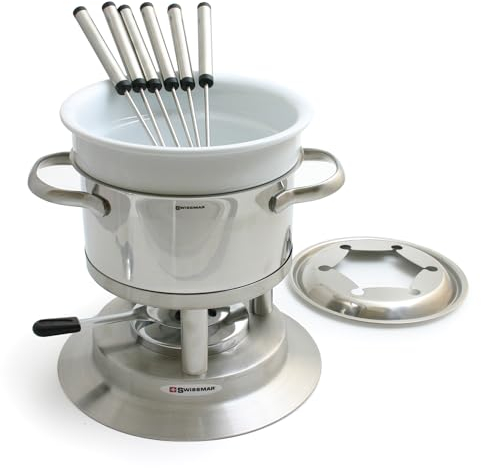Swissmar F66417 Arosa Fondue Set 11-teiliges, Edelstahl, 1.5L, Fondue-Set für Fleisch, Käse und Schokolade, für 6 Personen, Geschenkset