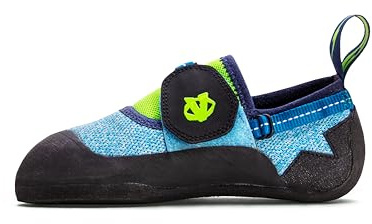 EVOLV Venga Kids’ Rock Climbing Shoe for Bouldering & Indoor Climbing - Blue/Neon Lime - 12