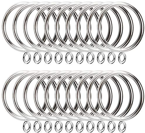 AHUNTTER 50 Pack 38mm Silver Metal Curtain Pole Rings - Smooth Glider Curtain Rail Hanging Rings fit Rods up to 35mm Diameter