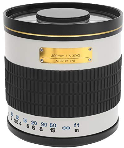 Lente de cámara con Montura EF, Lente de Enfoque Manual Ultra teleobjetivo de 500 mm F6.3 - Recubrimiento MC Multicapa - Lente Profesional de Disparo de Larga Distancia, para cámara SLR(Blanco)