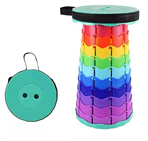 Flyself Tragbarer Klapphocker Faltbar Mini Teleskophocker Leichte Campinghocker Tragfähigkeit 200kg für Outdoor Camping Angeln BBQ Drinnen Küche (Green)