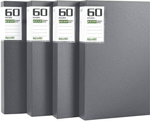 MyLifeUNIT Binder with Plastic Sleeves 4 Pack, 60 Pockets Displays 120 Pages, Presentation Books with 8.5 x 11 inches Sheet Protectors Sleeves, Portfolio Binder for Artwork, Documents, Recipes