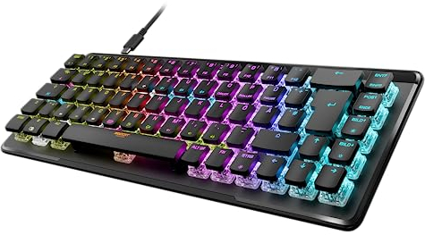 Roccat Vulcan II Mini Air – 65 Prozent Wireless optische mechanische Gaming-Tastatur, anpassbare RGB-Beleuchtung, abnehmbares Kabel, Titan II Tactile Schalter, Aluminiumplatte, Schwarz