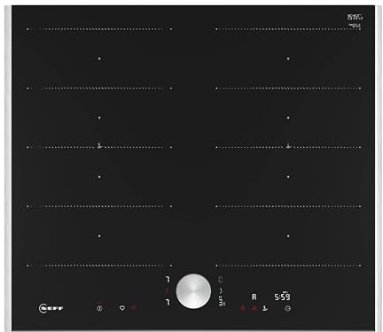 NEFF T66TTX4L0, N 90, Induktionskochfeld, autarkes Glaskeramik-Kochfeld 60 cm breit, Twist Pad, Flex Induction, Home Connect, Smart Hood Automatic, aufliegend, Schwarz